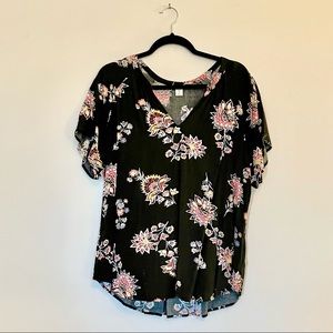 Old Navy Black Floral Shirt